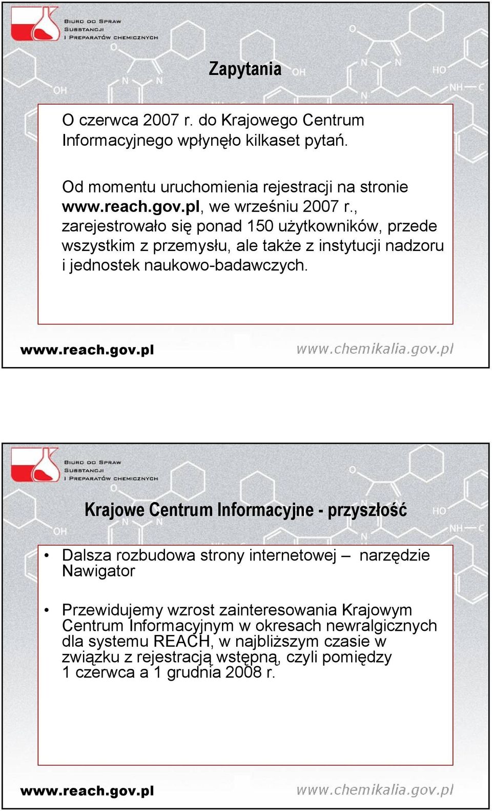 , zarejestrowało się ponad 150 użytkowników, przede wszystkim z przemysłu, ale także z instytucji nadzoru i jednostek naukowo-badawczych.