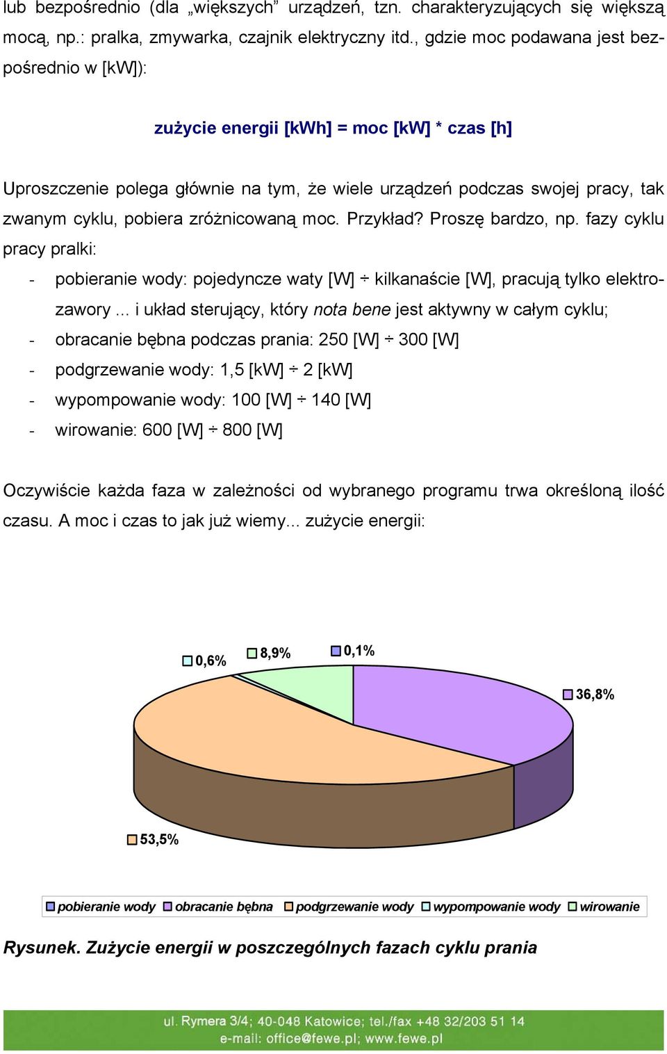 zróżnicowaną moc. Przykład? Proszę bardzo, np. fazy cyklu pracy pralki: - pobieranie wody: pojedyncze waty [W] kilkanaście [W], pracują tylko elektrozawory.