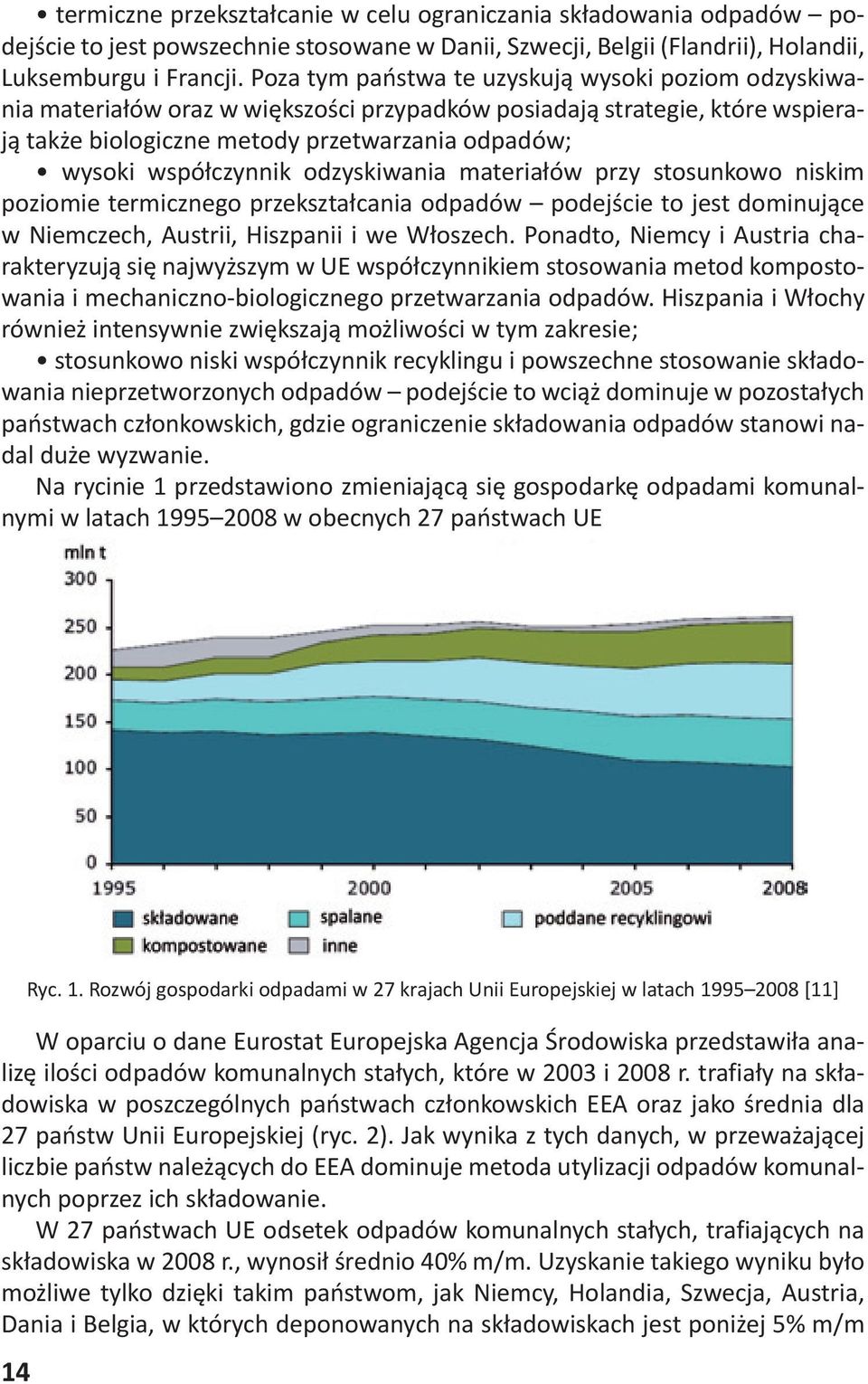 współczynnik odzyskiwania materiałów przy stosunkowo niskim poziomie termicznego przekształcania odpadów podejście to jest dominujące w Niemczech, Austrii, Hiszpanii i we Włoszech.