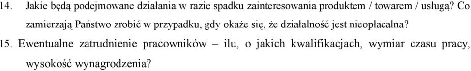 Co zamierzają Państwo zrobić w przypadku, gdy okaże się, że działalność