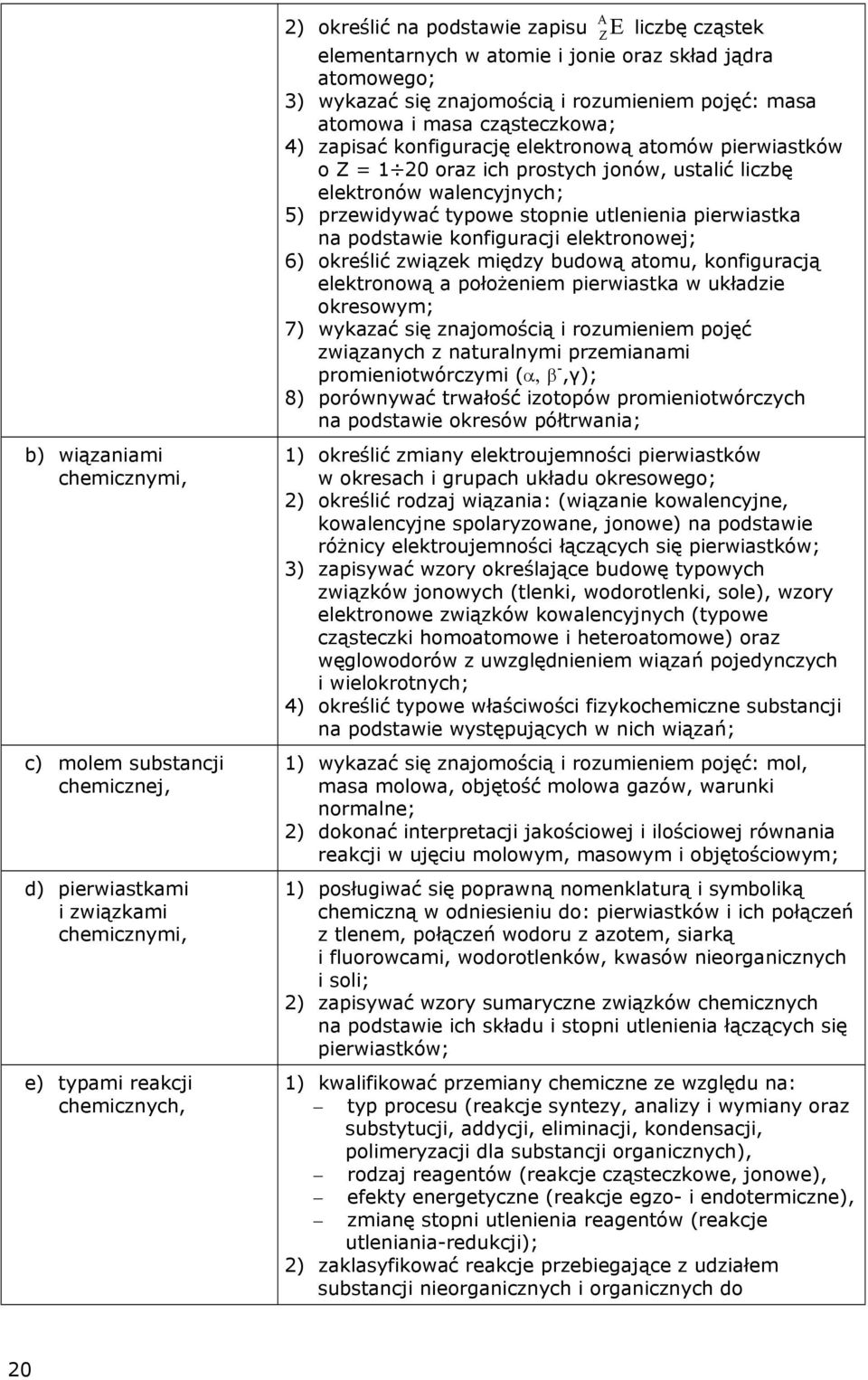 konfiguracji elektronowej; 6) określić związek między budową atomu, konfiguracją elektronową a położeniem pierwiastka w układzie okresowym; 7) wykazać się znajomością i rozumieniem pojęć związanych z