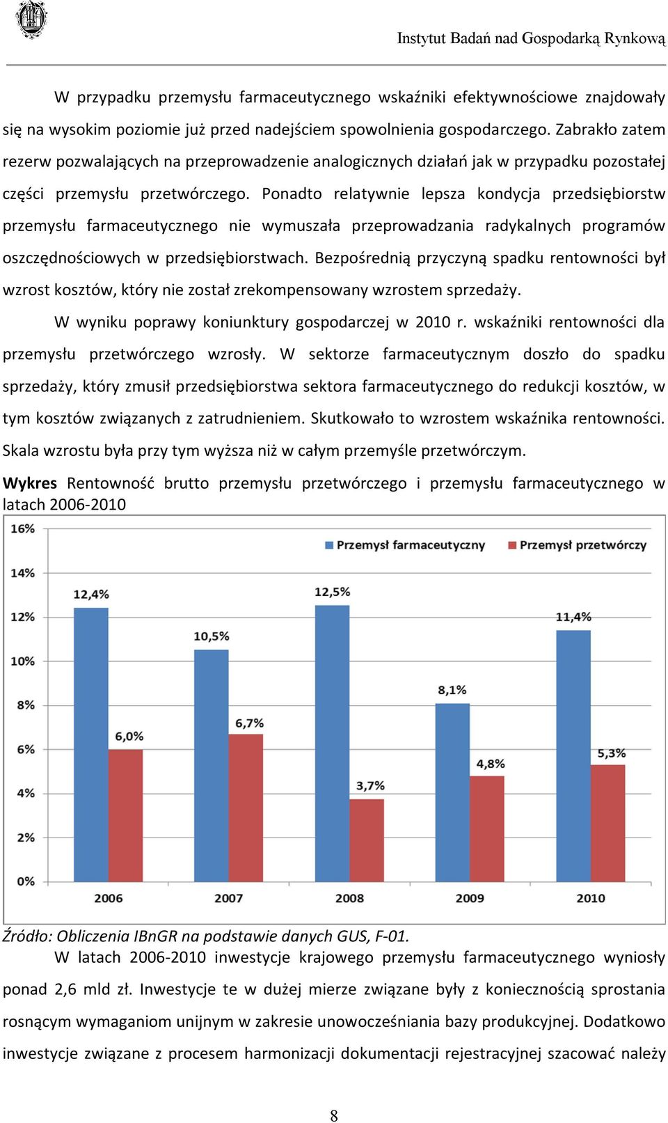 Ponadto relatywnie lepsza kondycja przedsiębiorstw przemysłu farmaceutycznego nie wymuszała przeprowadzania radykalnych programów oszczędnościowych w przedsiębiorstwach.