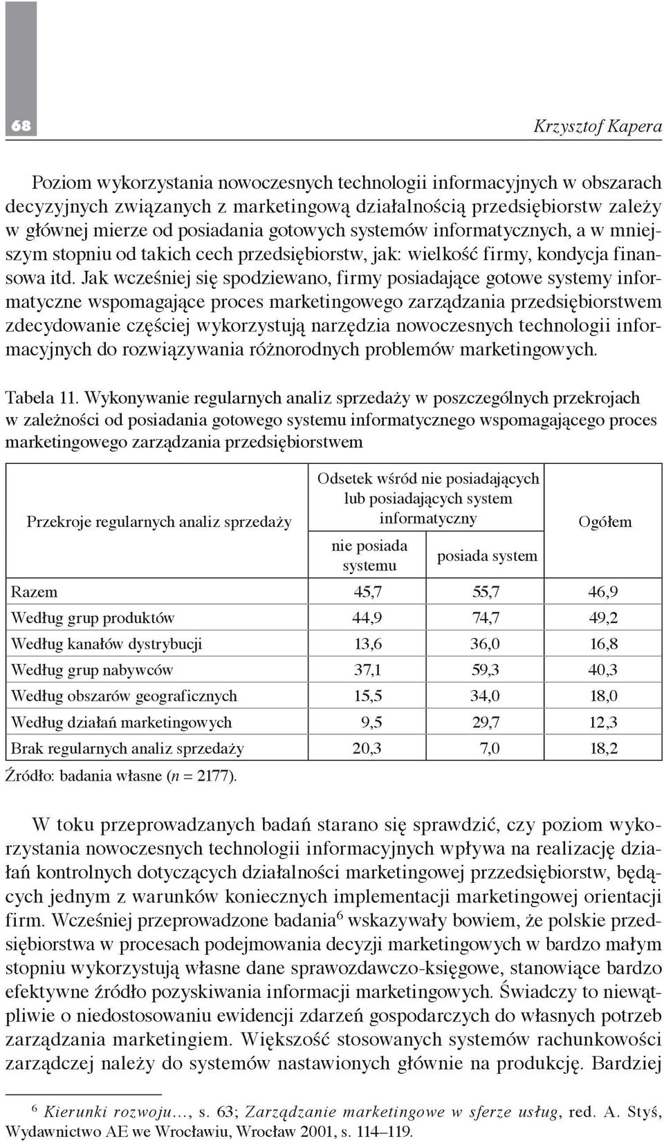 Jak wcześniej się spodziewano, firmy posiadające gotowe systemy informatyczne wspomagające proces marketingowego zarządzania przedsiębiorstwem zdecydowanie częściej wykorzystują narzędzia