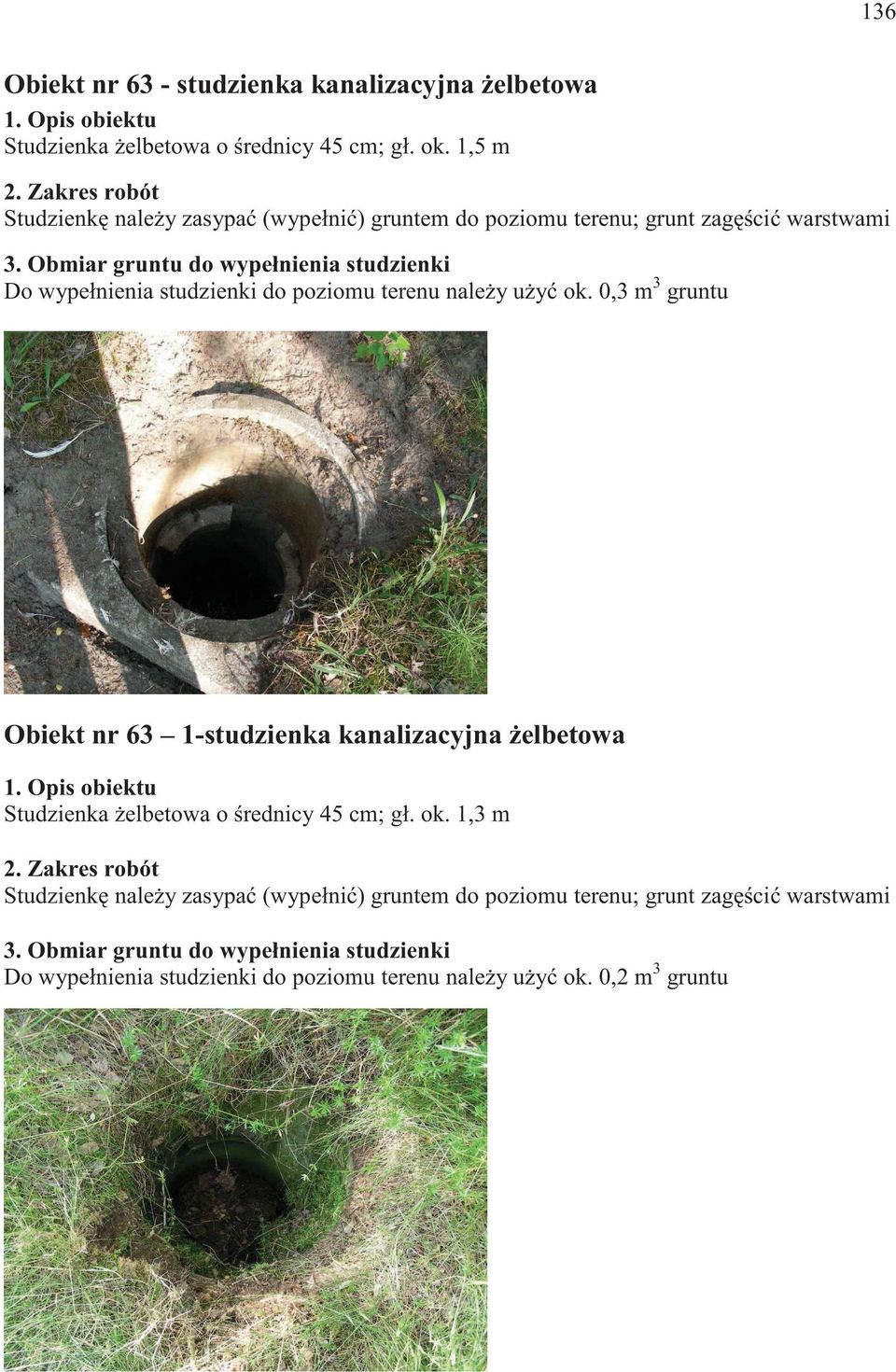 1,5 m Do wypełnienia studzienki do poziomu terenu nale y u y ok.