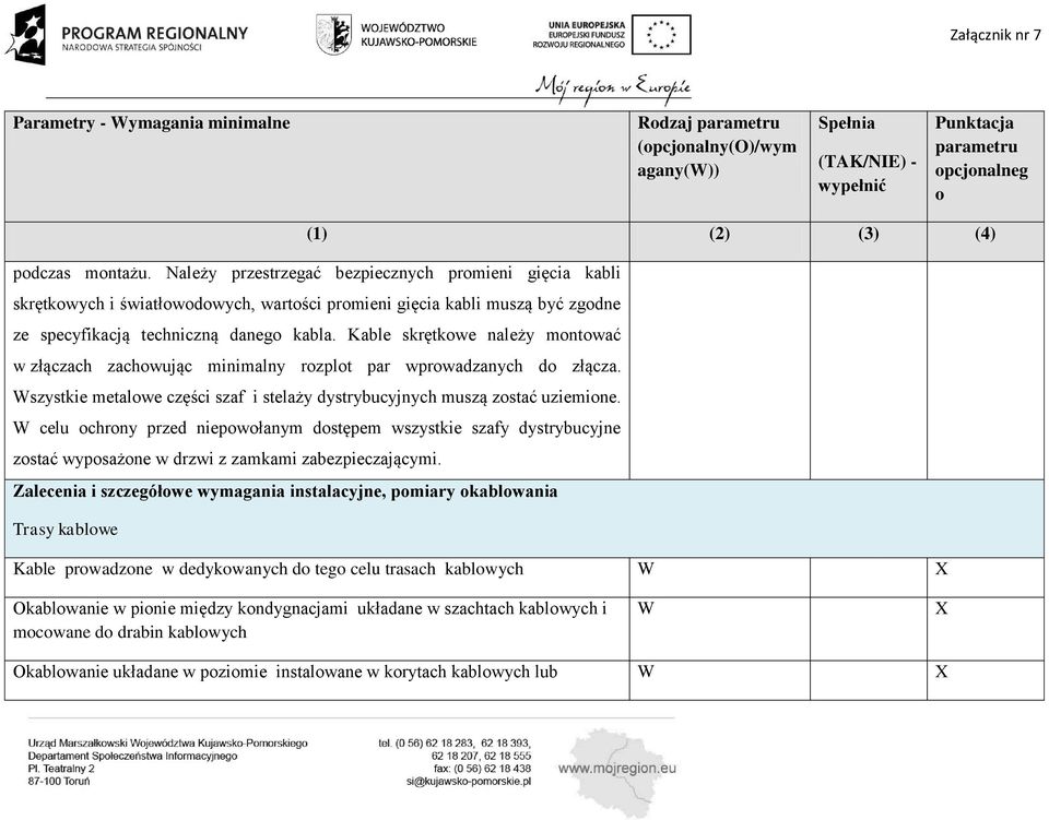 Kable skrętkwe należy mntwać w złączach zachwując minimalny rzplt par wprwadzanych d złącza. szystkie metalwe części szaf i stelaży dystrybucyjnych muszą zstać uziemine.