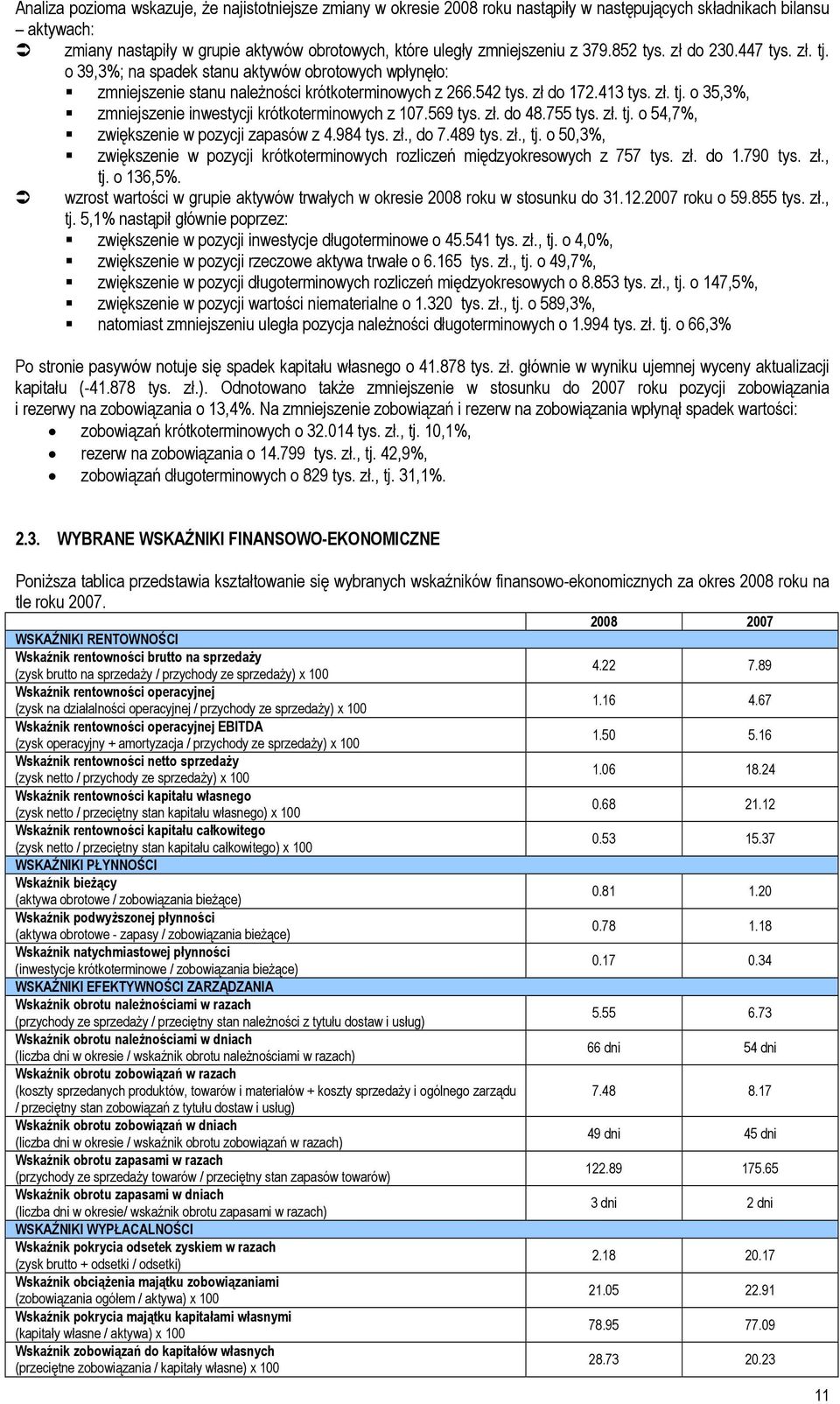 569 tys. zł. do 48.755 tys. zł. tj. o 54,7%, zwiększenie w pozycji zapasów z 4.984 tys. zł., do 7.489 tys. zł., tj.