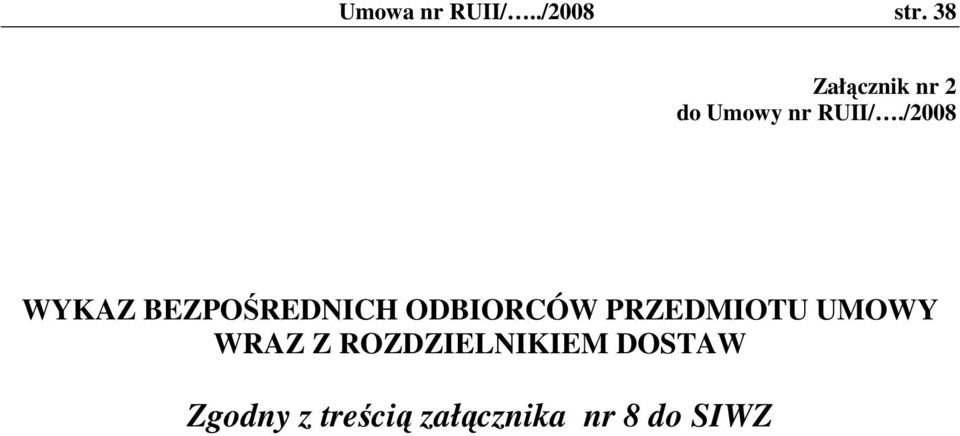 /2008 WYKAZ BEZPOŚREDNICH ODBIORCÓW PRZEDMIOTU