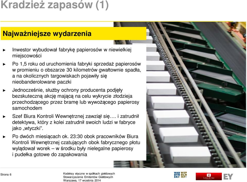 złodzieja przechodzącego przez bramę lub wywożącego papierosy samochodem Szef Biura Kontroli Wewnętrznej zawziął się.