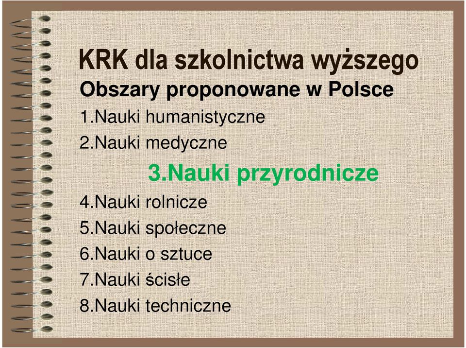 Nauki rolnicze 3.Nauki przyrodnicze 5.