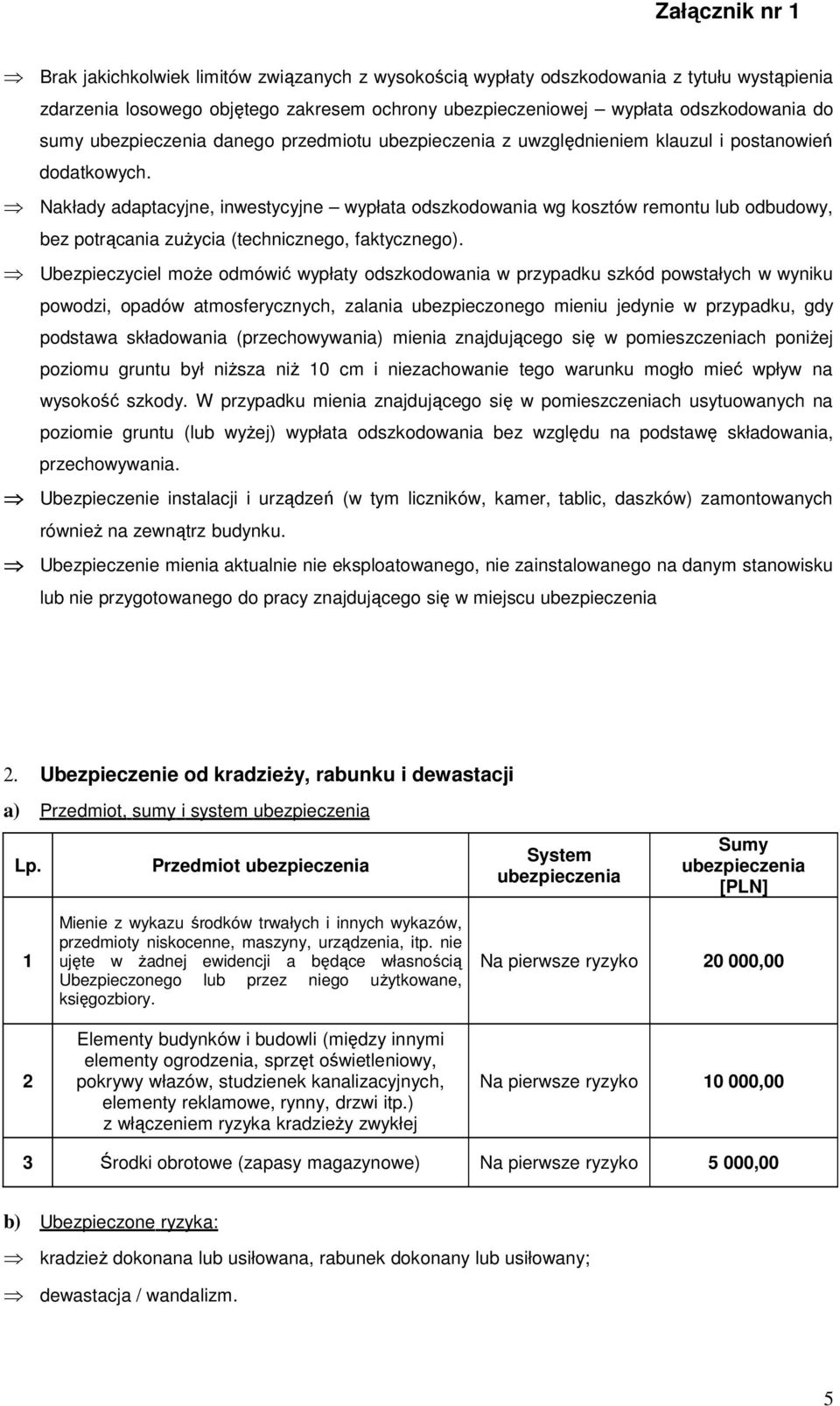 Nakłady adaptacyjne, inwestycyjne wypłata odszkodowania wg kosztów remontu lub odbudowy, bez potrącania zuŝycia (technicznego, faktycznego).