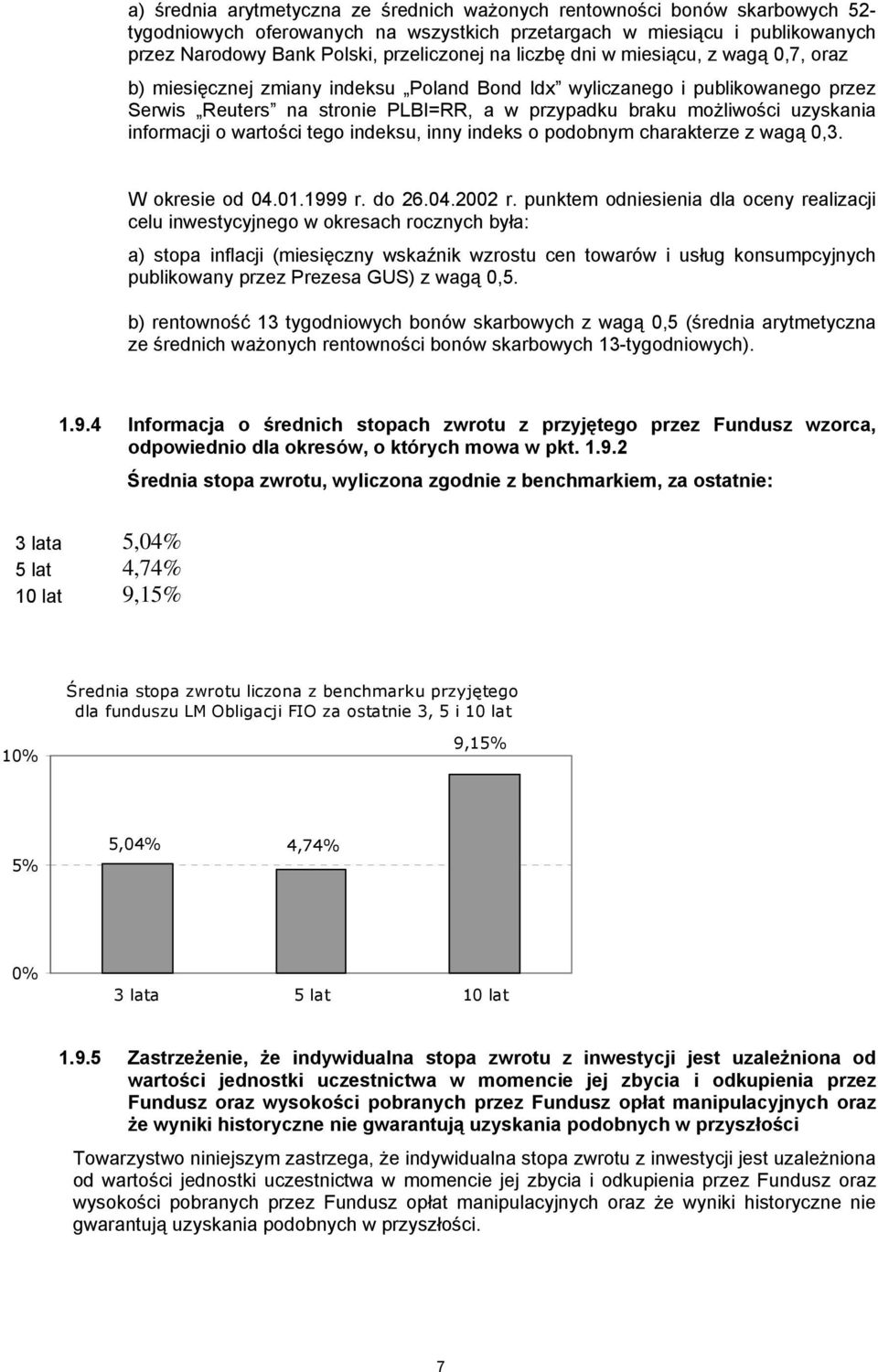 informacji o wartości tego indeksu, inny indeks o podobnym charakterze z wagą 0,3. W okresie od 04.01.1999 r. do 26.04.2002 r.