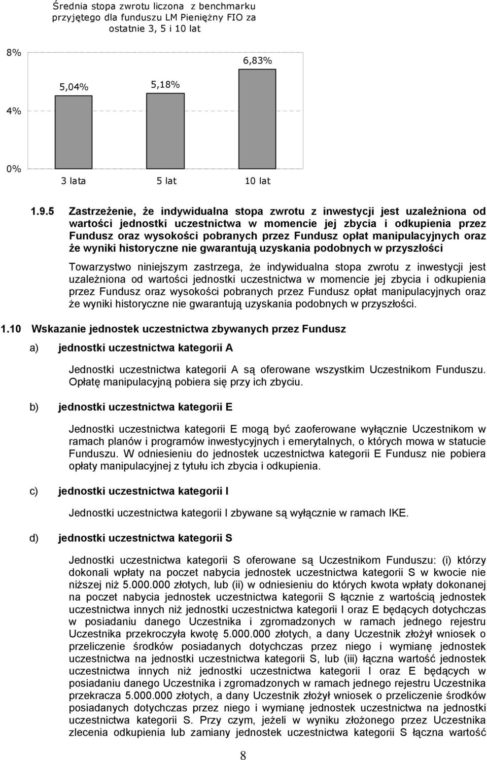 opłat manipulacyjnych oraz że wyniki historyczne nie gwarantują uzyskania podobnych w przyszłości Towarzystwo niniejszym zastrzega, że indywidualna stopa zwrotu z inwestycji jest uzależniona od