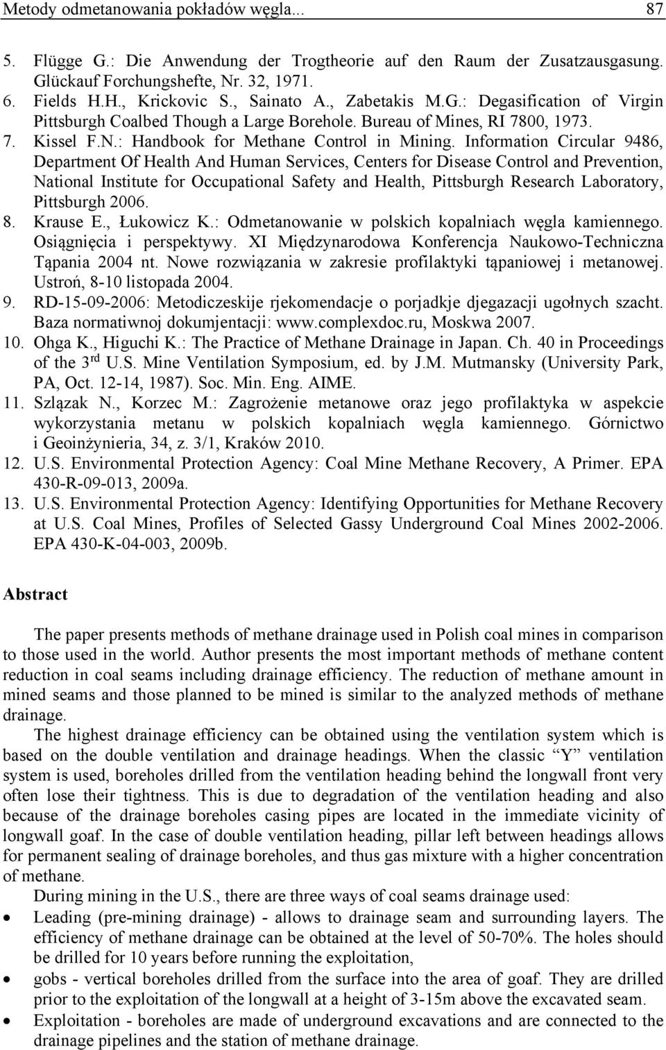 Information Circular 9486, Department Of Health And Human Services, Centers for Disease Control and Prevention, National Institute for Occupational Safety and Health, Pittsburgh Research Laboratory,