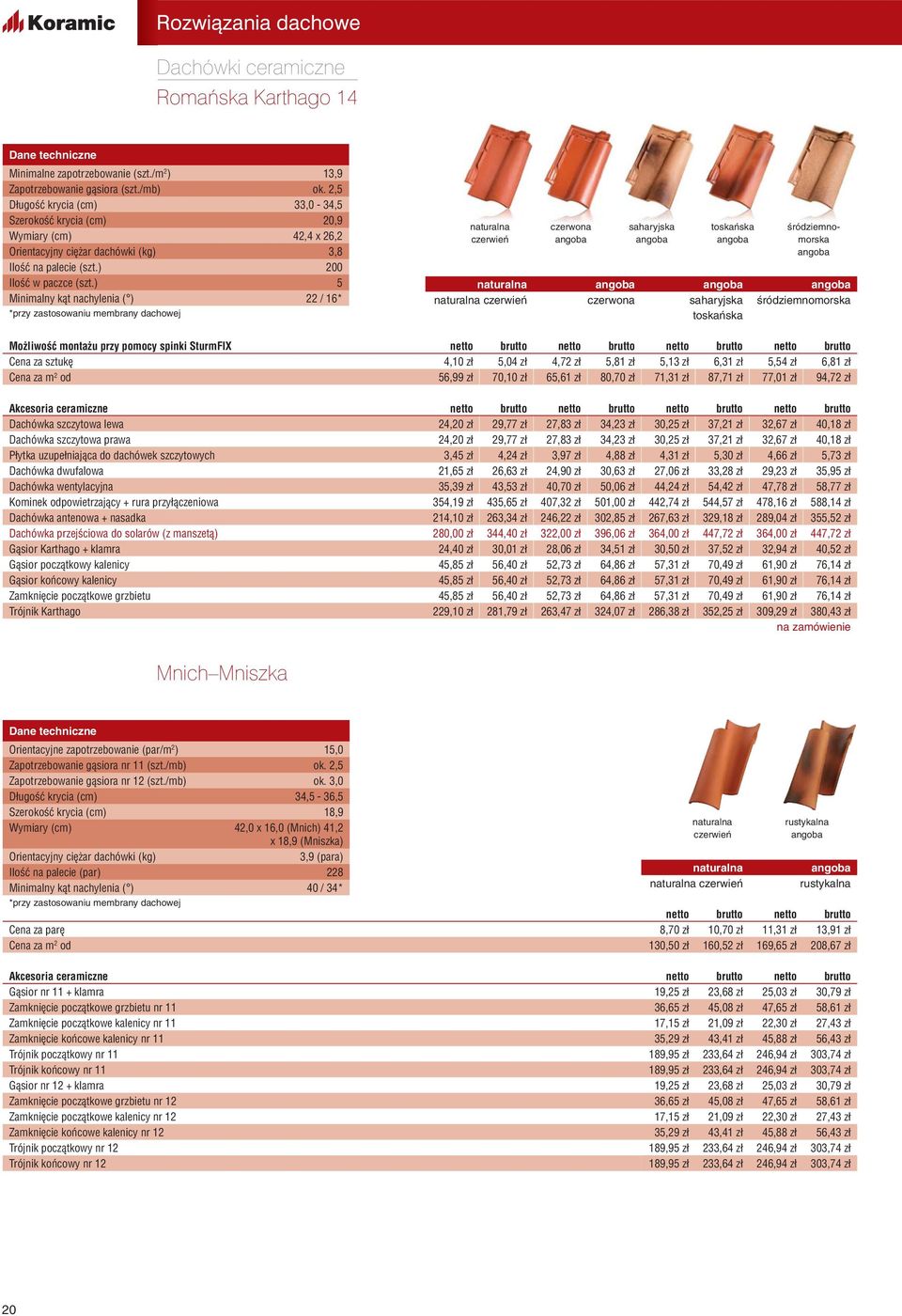 ) 5 Minimalny kąt nachylenia ( ) 22 / 16* saharyjska toskańska śródziemnomorska saharyjska śródziemnomorska toskańska Możliwość montażu przy pomocy spinki SturmFIX za sztukę 4,10 zł 5,04 zł 4,72 zł