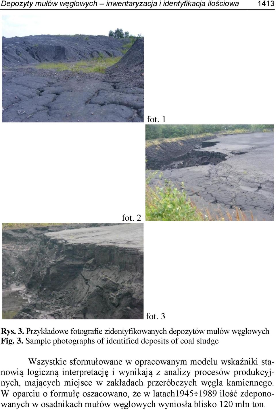 Przykładowe fotografie zidentyfikowanych depozytów mułów węglowych Fig. 3.