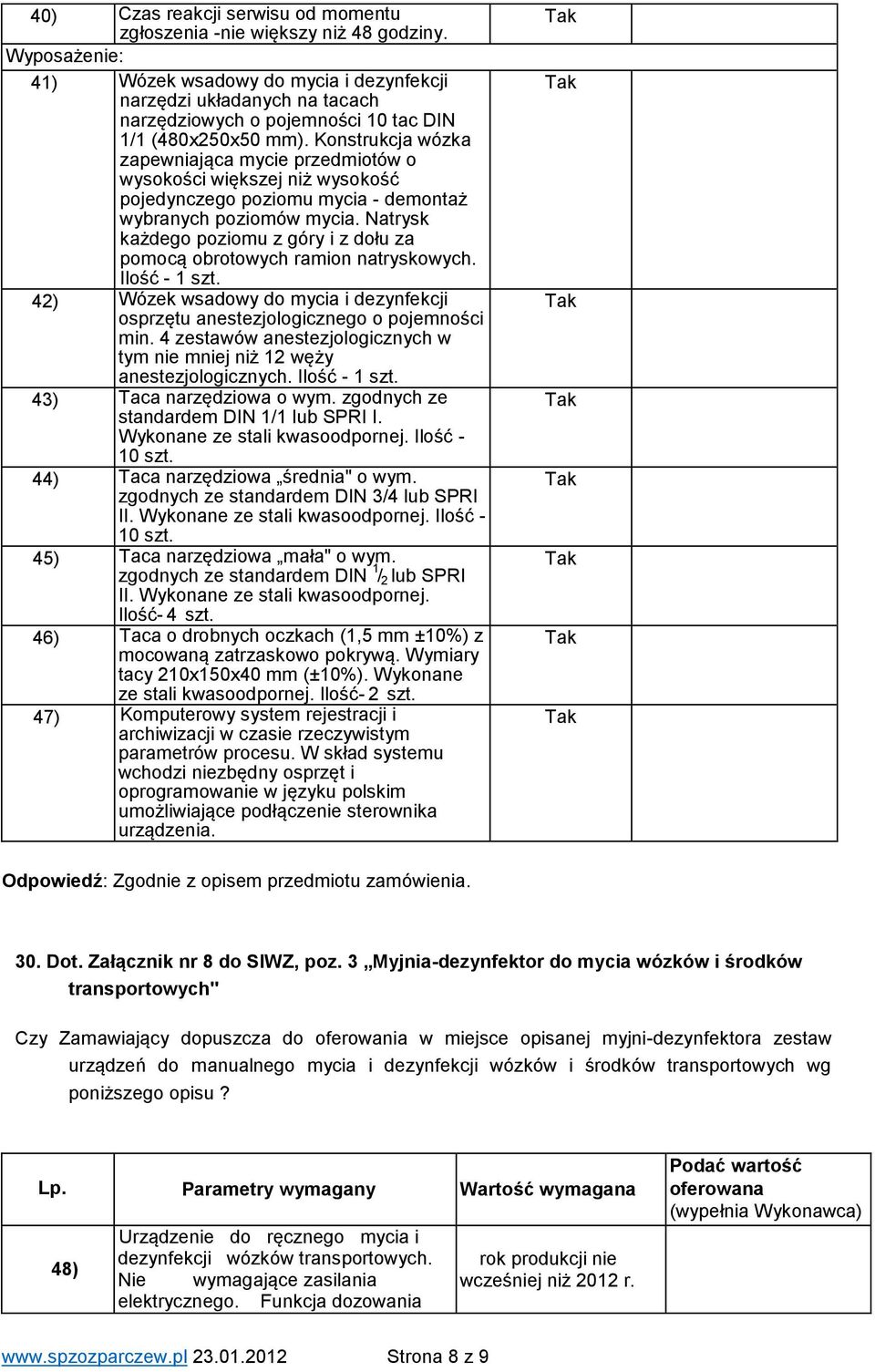 Konstrukcja wózka zapewniająca mycie przedmiotów o wysokości większej niż wysokość pojedynczego poziomu mycia - demontaż wybranych poziomów mycia.