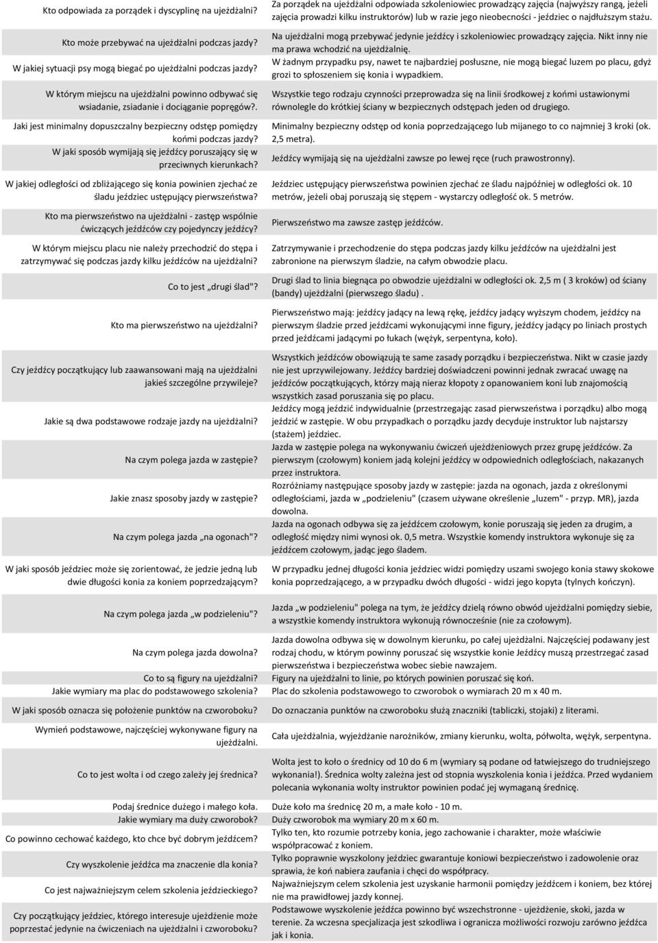 W jaki sposób wymijają się jeźdźcy poruszający się w przeciwnych kierunkach? W jakiej odległości od zbliżającego się konia powinien zjechać ze śladu jeździec ustępujący pierwszeństwa?