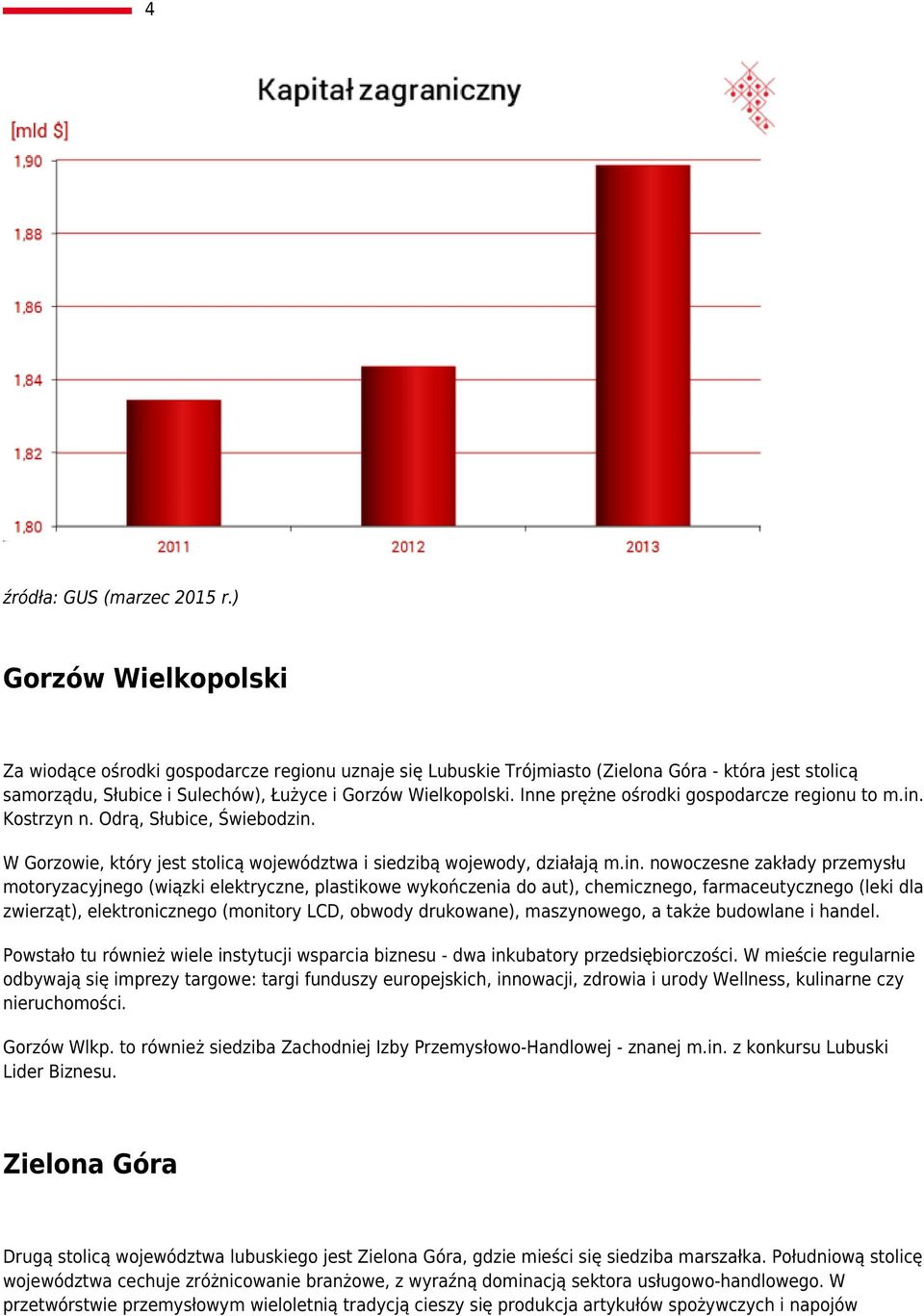 Inne prężne ośrodki gospodarcze regionu to m.in.