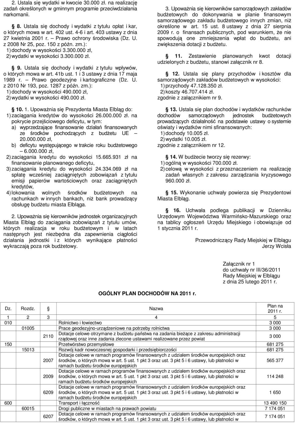 Ustala się dochody i wydatki z tytułu wpływów, o których mowa w art. 41b ust. 1 i 3 ustawy z dnia 17 maja 1989 r. Prawo geodezyjne i kartograficzne (Dz. U. z 2010 Nr 193, poz. 1287 z późn. zm.