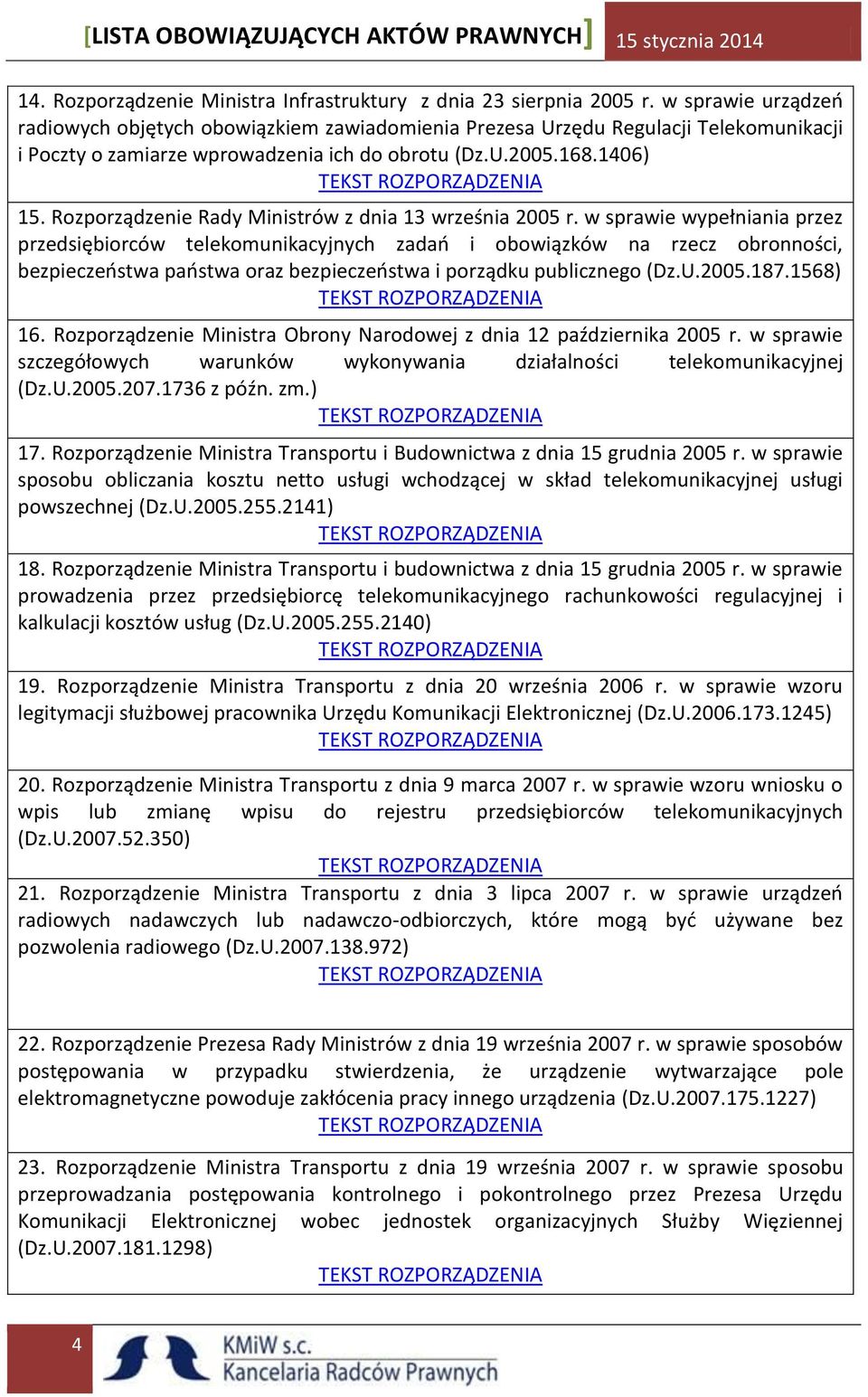 Rozporządzenie Rady Ministrów z dnia 13 września 2005 r.