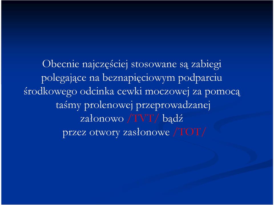 cewki moczowej za pomocą taśmy prolenowej