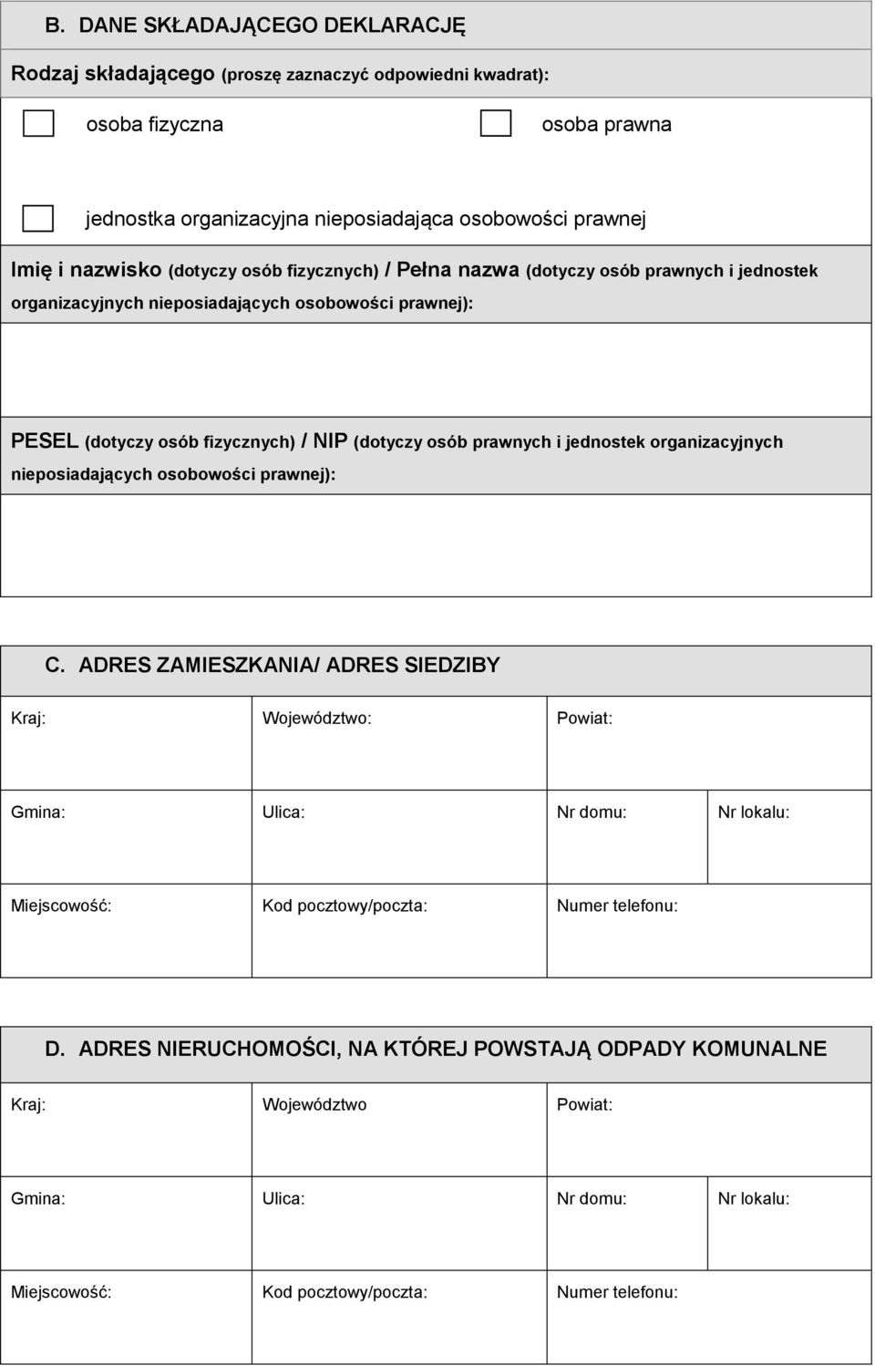 prawnych i jednostek organizacyjnych nieposiadających osobowości prawnej): C.