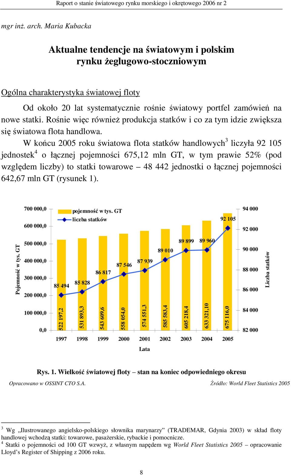 statki. Rośnie więc równieŝ produkcja statków i co za tym idzie zwiększa się światowa flota handlowa.