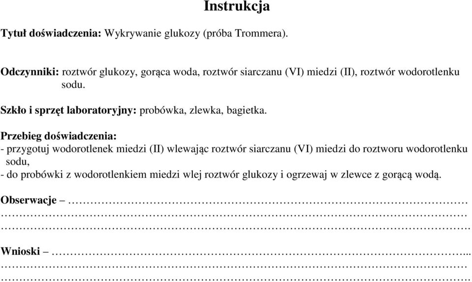 Szkło i sprzęt laboratoryjny: probówka, zlewka, bagietka.