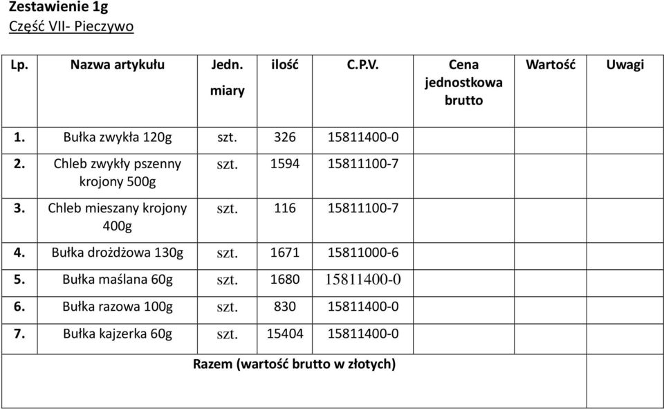 Chleb mieszany krojony 400g 1594 15811100-7 116 15811100-7 4.