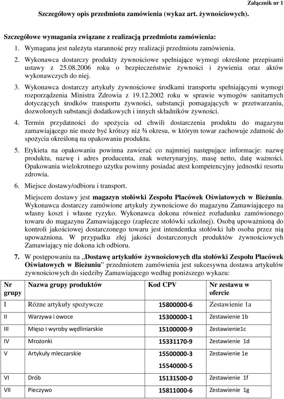 2006 roku o bezpieczeństwie żywności i żywienia oraz aktów wykonawczych do niej. 3.