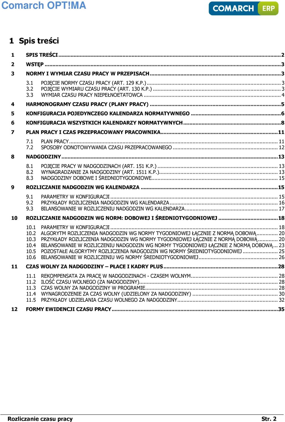 ..8 7 PLAN PRACY I CZAS PRZEPRACOWANY PRACOWNIKA...11 7.1 PLAN PRACY...11 7.2 SPOSOBY ODNOTOWYWANIA CZASU PRZEPRACOWANEGO...12 8 NADGODZINY...13 8.1 POJĘCIE PRACY W NADGODZINACH (ART. 151 K.P.)...13 8.2 WYNAGRADZANIE ZA NADGODZINY (ART.