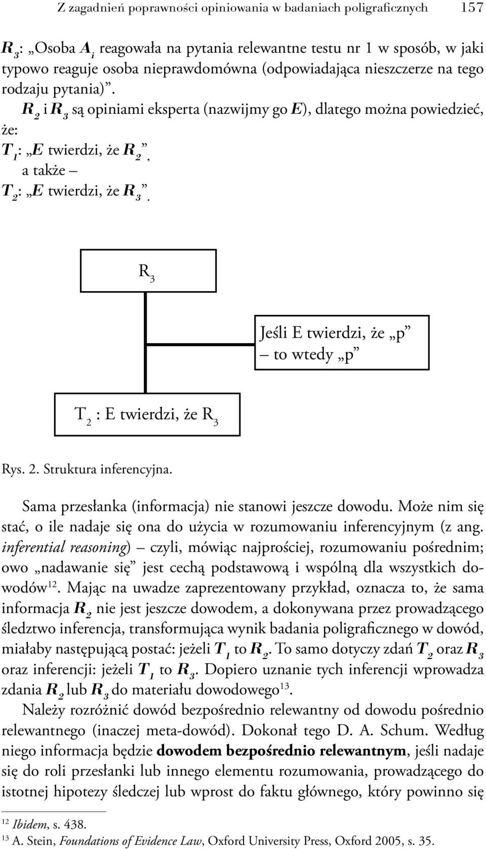 R 3 Jeśli E twierdzi, że p to wtedy p T 2 : E twierdzi, że R 3 Rys. 2. Struktura inferencyjna. Sama przesłanka (informacja) nie stanowi jeszcze dowodu.