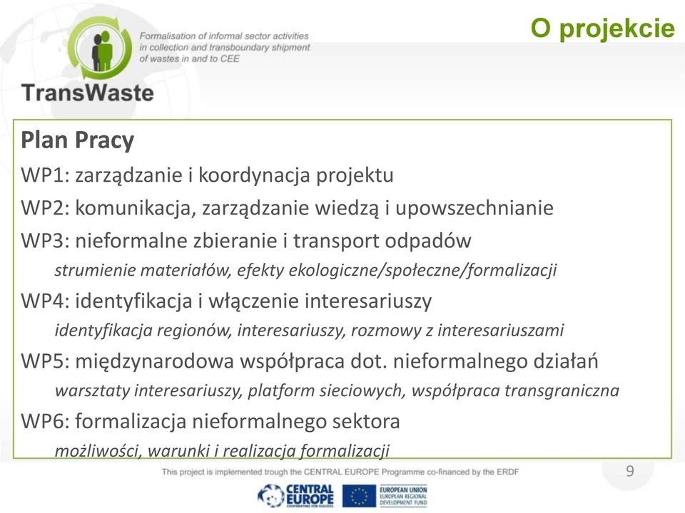 identyfikacja regionów, interesariuszy, rozmowy z interesariuszami WP5: międzynarodowa współpraca dot.