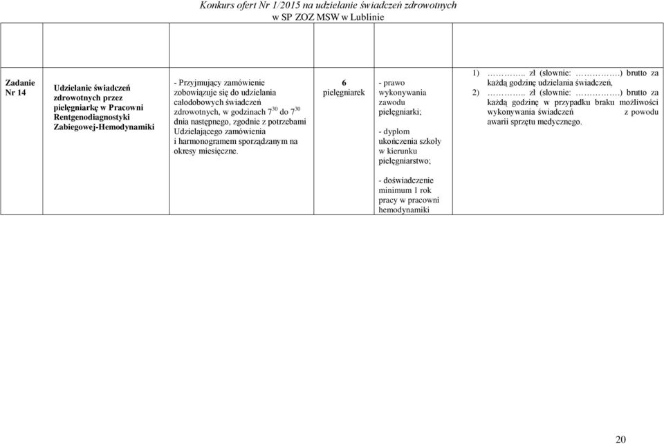 6 pielęgniarek - prawo wykonywania zawodu pielęgniarki; - dyplom ukończenia szkoły w kierunku pielęgniarstwo; 1).. zł (słownie:.