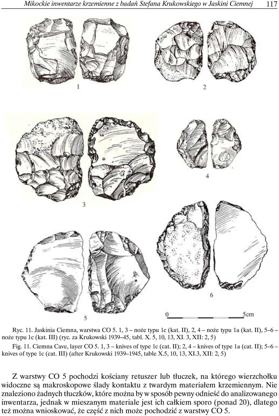 II); 5 6 knives of type 1c (cat. III) (after Krukowski 1939 1945, table X.5, 10, 13, XI.