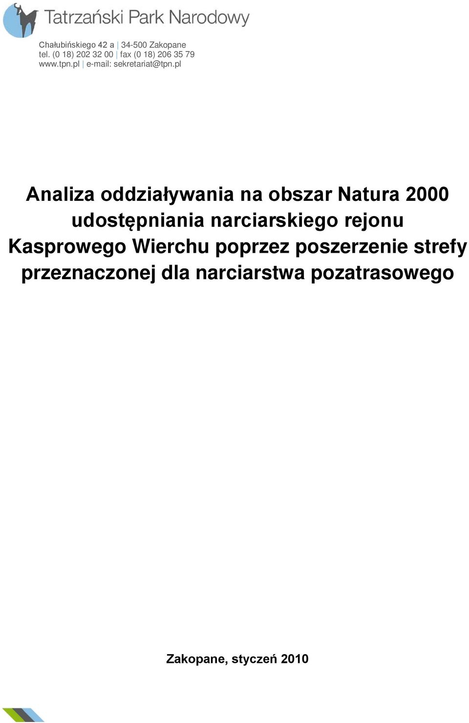 pl Analiza oddziaływania na obszar Natura 2000 udostępniania narciarskiego
