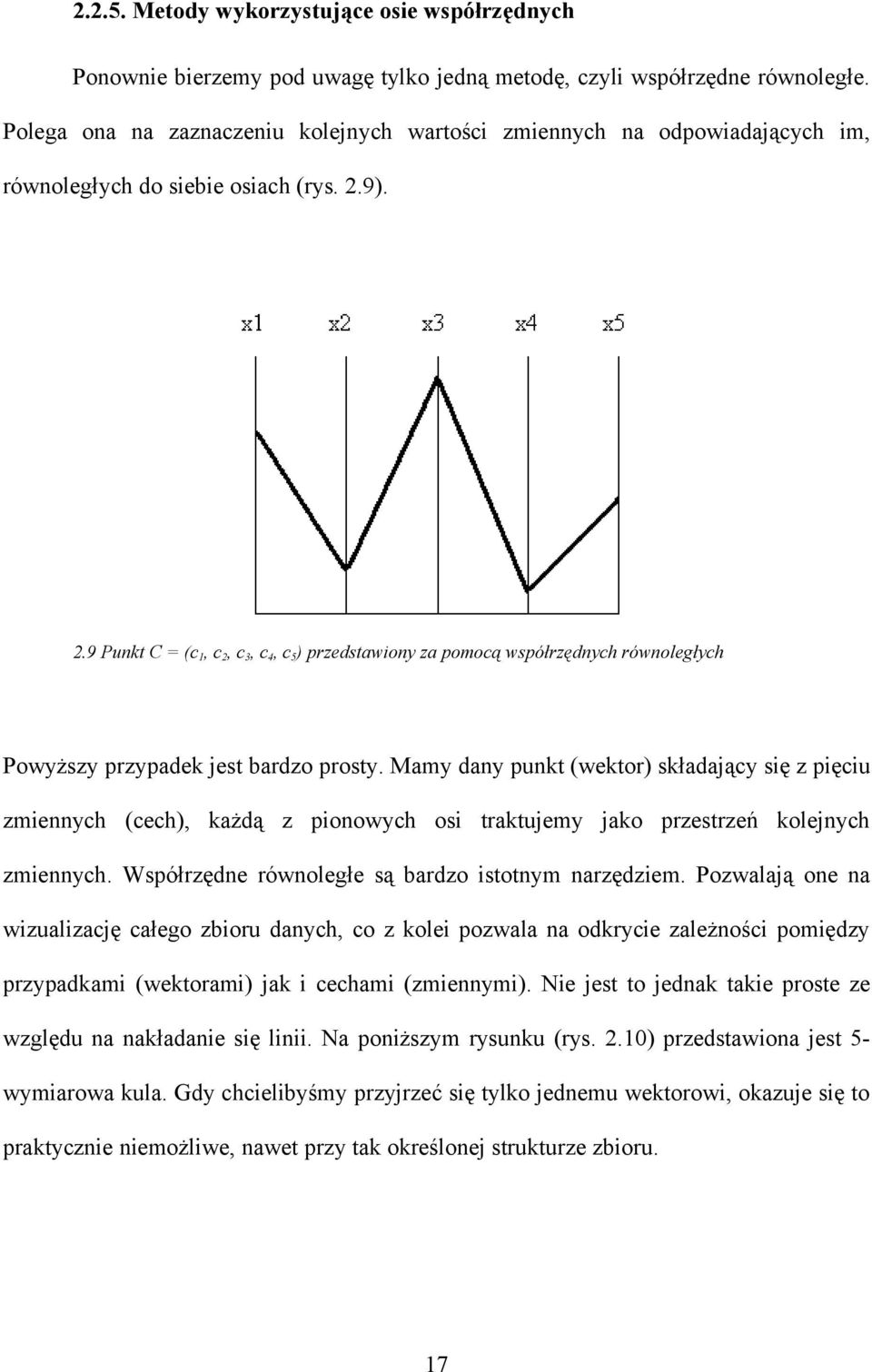 9). 2.9 Punkt C = (c 1, c 2, c 3, c 4, c 5 ) przedstawiony za pomocą współrzędnych równoległych Powyższy przypadek jest bardzo prosty.