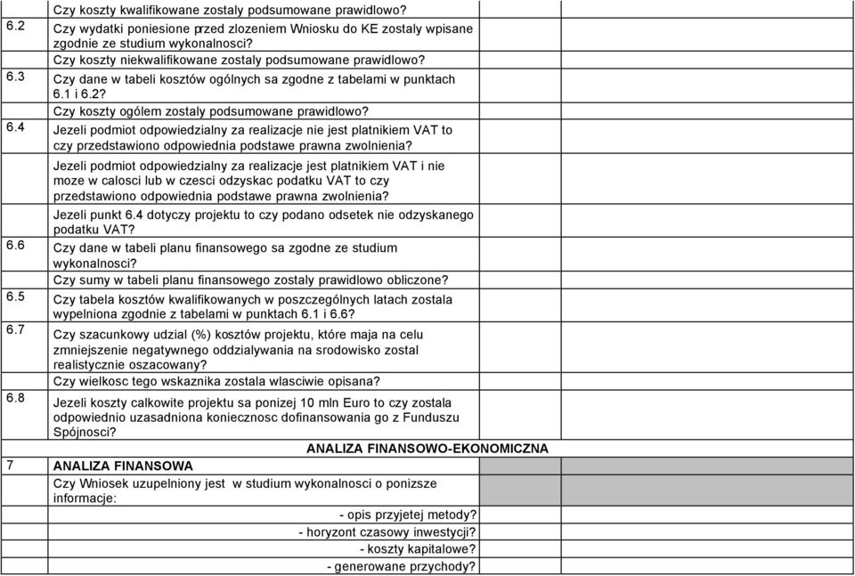 Jezeli podmiot odpowiedzialny za realizacje jest platnikiem VAT i nie moze w calosci lub w czesci odzyskac podatku VAT to czy przedstawiono odpowiednia podstawe prawna zwolnienia? Jezeli punkt 6.