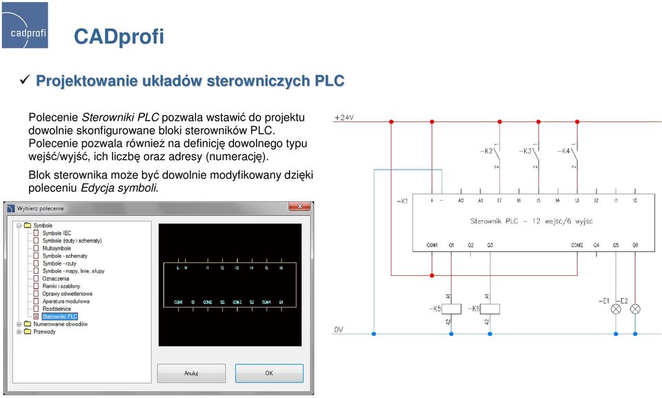 Polecenie pozwala równieŝ na definicję dowolnego typu wejść/wyjść, ich liczbę