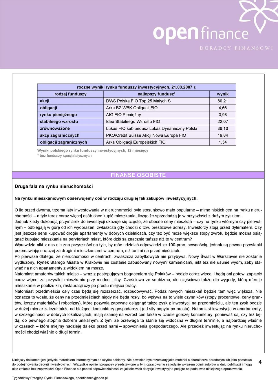 Stabilnego Wzrostu FIO 22,07 zrównoważone Lukas FIO subfundusz Lukas Dynamiczny Polski 36,10 akcji zagranicznych PKO/Credit Suisse Akcji Nowa Europa FIO 19,84 obligacji zagranicznych Arka Obligacji