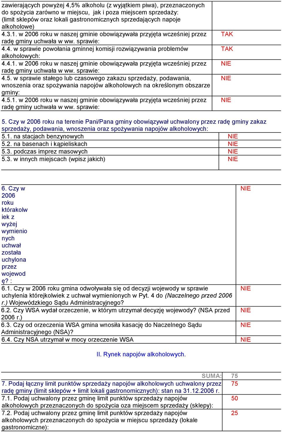 w sprawie stałego lub czasowego zakazu sprzedaży, podawania, wnoszenia oraz spożywania napojów alkoholowych na określonym obszarze gminy: 4.5.1.