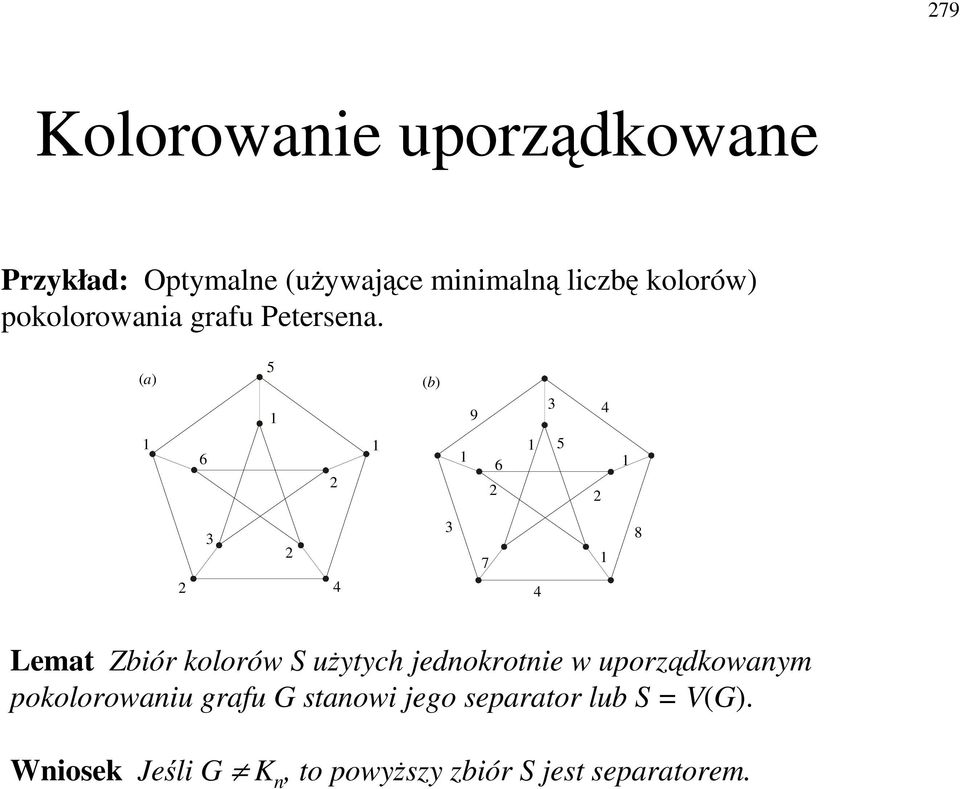 ( a ) 5 ( b) 9 3 4 6 6 5 3 4 3 7 4 8 Lemat Zbiór kolorów S uytych jedokrotie