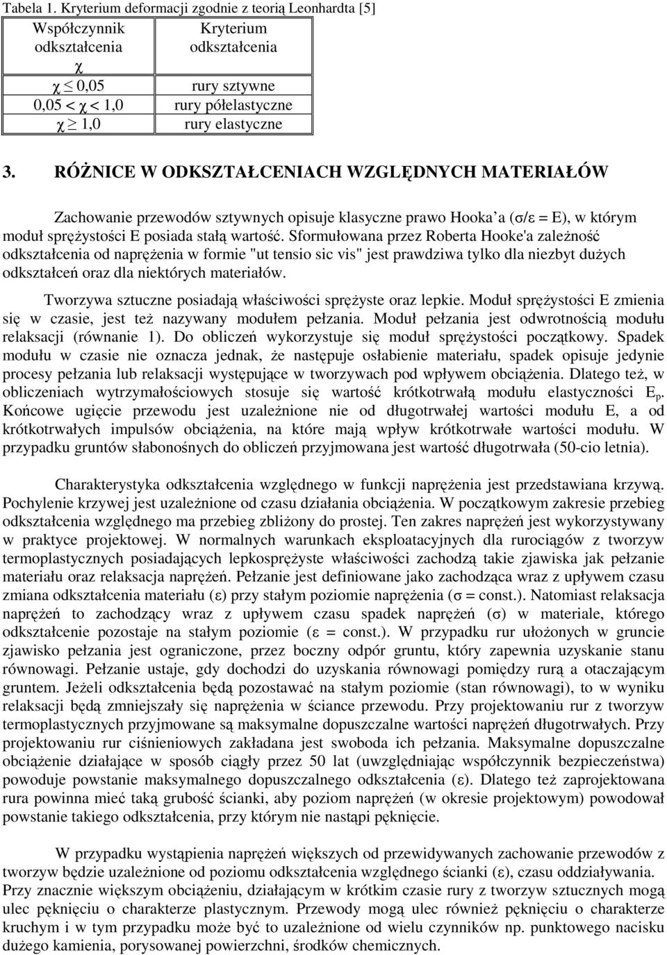 Sformułowana przez Roberta Hooke'a zależność odkształcenia od naprężenia w formie "ut tensio sic vis" jest prawdziwa tylko dla niezbyt dużych odkształceń oraz dla niektórych materiałów.