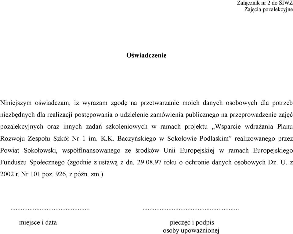 Zespołu Szkół Nr 1 im. K.