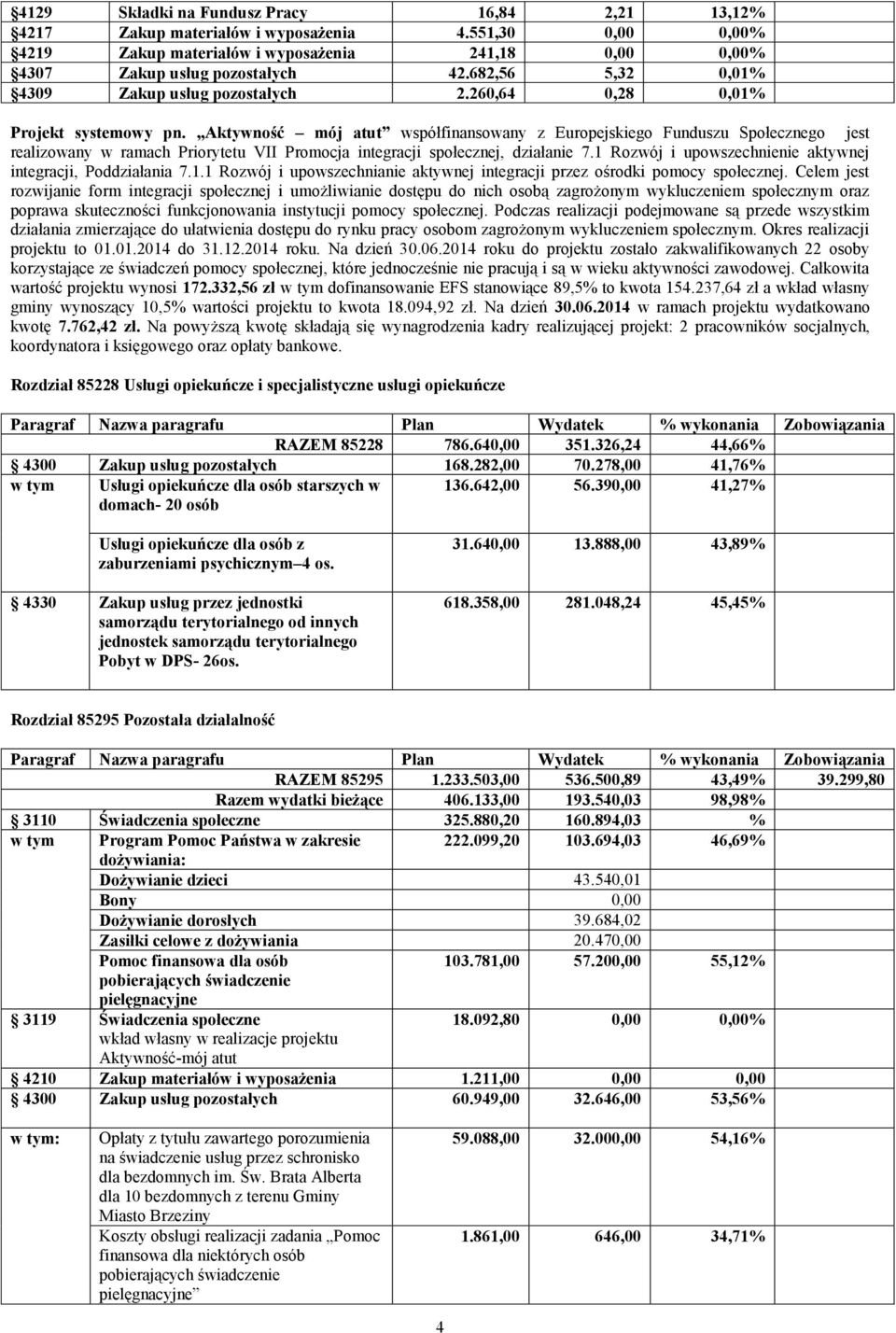 Aktywność mój atut współfinansowany z Europejskiego Funduszu Społecznego jest realizowany w ramach Priorytetu VII Promocja integracji społecznej, działanie 7.