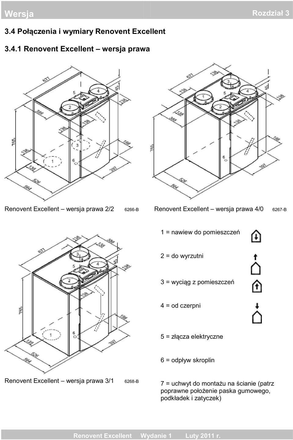 6266-B Renovent Excellent wersja prawa 4/0 6267-B 1 = nawiew do 2 = do