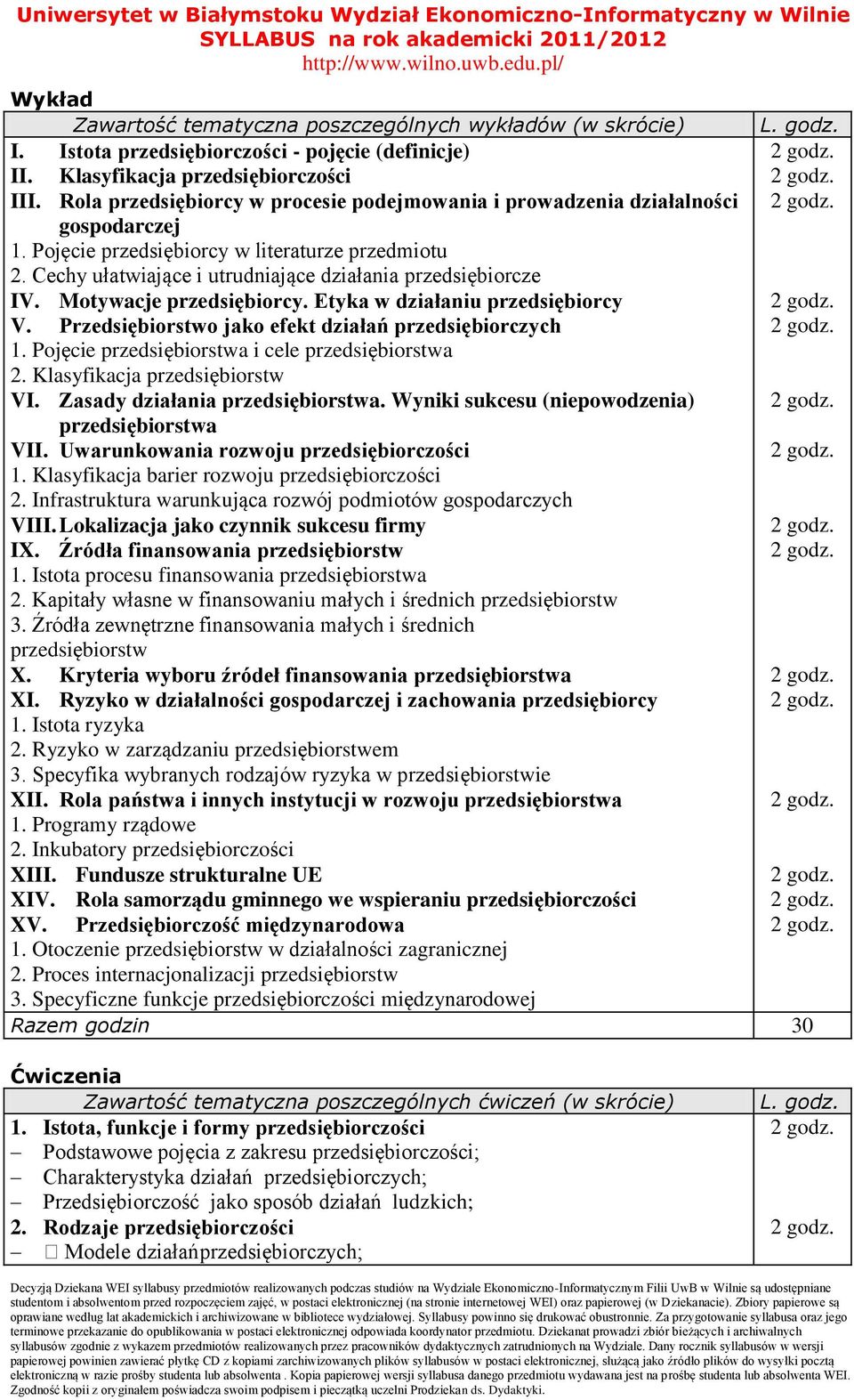 Motywacje przedsiębiorcy. Etyka w działaniu przedsiębiorcy V. Przedsiębiorstwo jako efekt działań przedsiębiorczych 1. Pojęcie przedsiębiorstwa i cele przedsiębiorstwa 2.