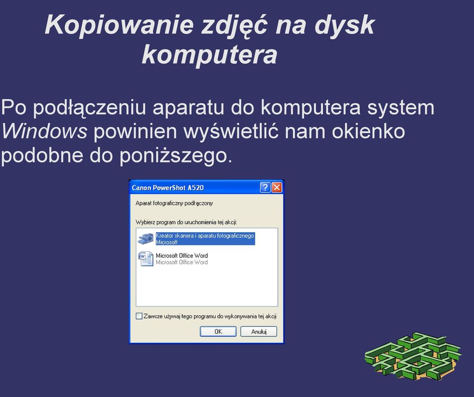 powinien wyświetlić nam