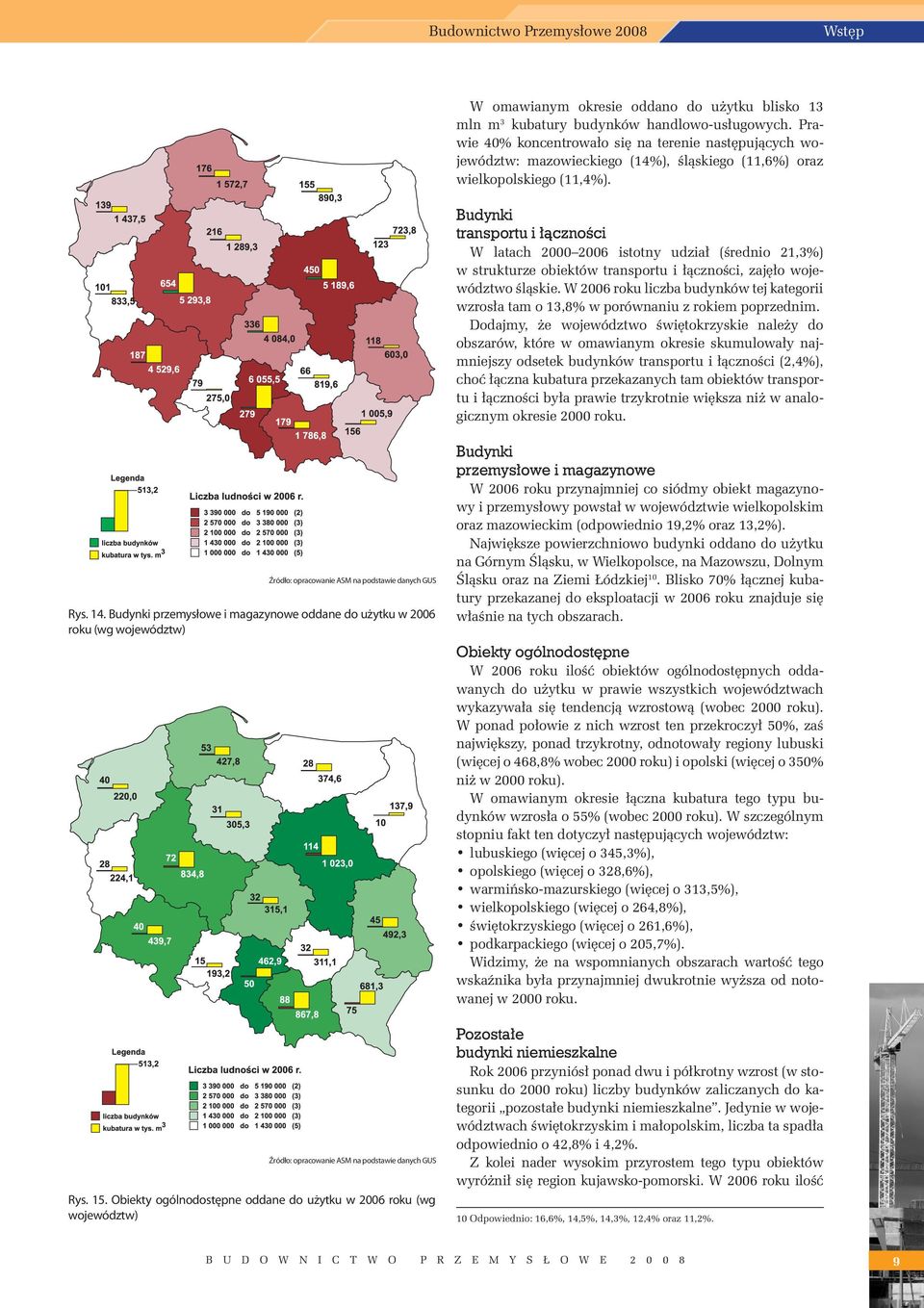 Budynki transportu i łączności W latach 6 istotny udział (średnio 21,3%) w strukturze obiektów transportu i łączności, zajęło województwo śląskie.