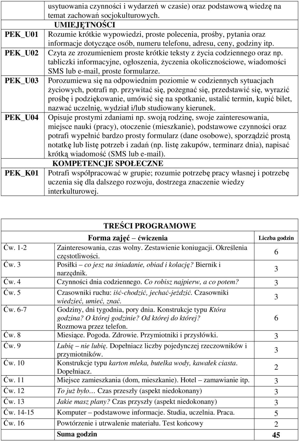 Czyta ze zrozumieniem proste krótkie teksty z życia codziennego oraz np. tabliczki informacyjne, ogłoszenia, życzenia okolicznościowe, wiadomości SMS lub e-mail, proste formularze.